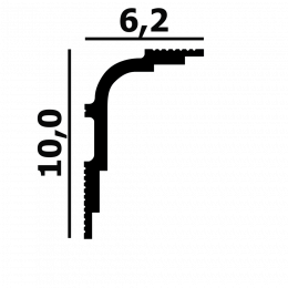 Плинтус потолочный P102 Perfect Plus 100*62*2000 ударопрочный, белый