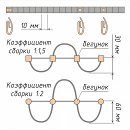 Бегунок для карниза на шнуре LD1 "Волна" узкий паз
