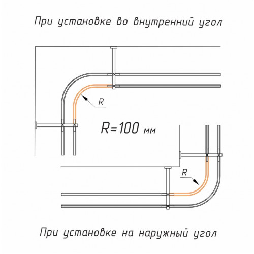 Поворотный элемент для профильного карниза Лайн R 100 мм