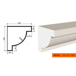 Карниз для фасада КВ-220/5 из пенопласта 22*22*200 см